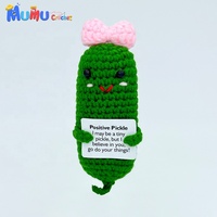 Boneka Mentimun Rajut Amigurumi Buatan Tangan dari Katun, Mainan Peluk Penyemangat, Boneka Isi Mentimun Lucu, Dekorasi Meja, Hadiah