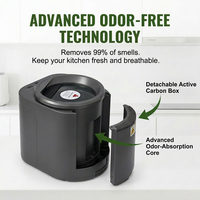 Compostador Automático de Cocina de Acero Inoxidable con Capacidad de 3L, Filtro de Carbón de 1000g, Sistema Antiolores, Reciclador de Residuos de Alimentos para Encimera
