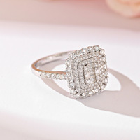 Bague en argent S925 avec moissanite en forme de cube, bague de fiançailles pour femme, luxe léger, entièrement sertie de moissanite, bague tendance