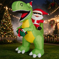 Décoration de Noël gonflable de 8 pieds, Père Noël montant un dragon avec des lunettes de soleil, pour exposition extérieure de vacances