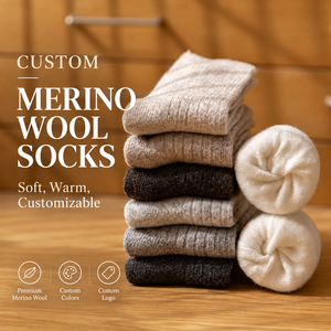 Chaussettes en laine mérinos personnalisées, 100% laine, chaussettes chaudes d'hiver, épaisses, en tricot, pour femmes - Product Image 1
