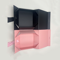 Qualität Benutzer definierte Logo Größe Band Falt schachtel Rosa und Schwarz Geschenk papier boxen Rechteckige Form Magnet verpackung