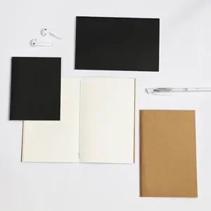 LABON Custom Black Card Soft Cover Notebook A6 B6 Size Brown Kraft Paper Sew Binding Note Book