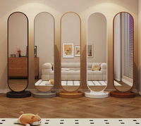 Miroir sur pied en bois rotatif à 360°, style Art Déco, avec cadre en bois, double fonction, porte-manteau et miroir pour salons et chambres