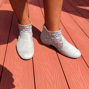 Stivali da Ballo in Pizzo Grigio per Donne, alla Moda per Jazz e Salsa, Tacco Piatto, Suola Morbida in Camoscio per <span class=keywords><strong>Ballerine</strong></span> - Product Image 6