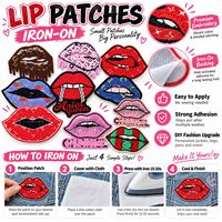 Patch brodé thermocollant ou à coudre en forme de lèvres, motifs baiser, rouge, rose, léopard, cerise, doré, mignon, vente en gros