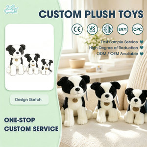 Jouet en peluche Border Collie, 3 chiots noirs et blancs en peluche, poupées en peluche Berger pour enfants, cadeau, OEM personnalisé - Product Image 1