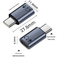 Adaptateur en alliage d'aluminium Type-C mâle vers femelle pour la charge des téléphones mobiles et des écouteurs