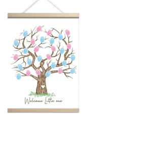 Livre en toile avec empreintes digitales pour révélation du sexe, idéal pour la décoration de fête de révélation du sexe et les cadeaux - Product Image 5