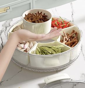 Portable Containers Veggie Candy 6 Dividido Servindo Bandeja Com Alça Rotatable Box Container for Fruit - Product Image 6