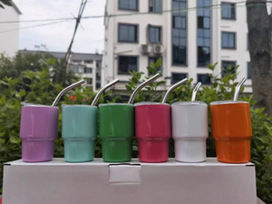 Nuevo Diseño Vendedor Caliente Acero Inoxidable 2oz 3oz tamaño mini vaso de café con pajita para licores - Product Image 4
