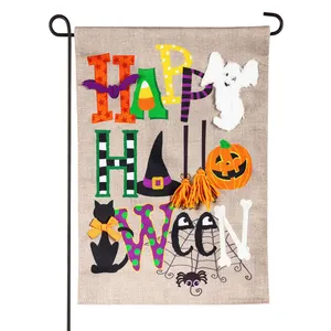 Bán buôn trống trang trí Cờ lừa hoặc điều trị vườn cờ Halloween Cửa Treo Cờ