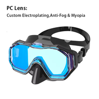 Máscara de Buceo Profesional Ajustable de Silicona con 3 Lentes y Vista Panorámica Amplia, Logotipo Personalizado para Adultos y Niños