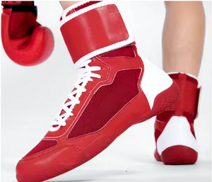 PROFIT SPORTS PS-BS-015 Chaussures de lutte montantes rouges à lacets en PU, durables, couleurs personnalisables pour toutes les saisons - Product Image 1