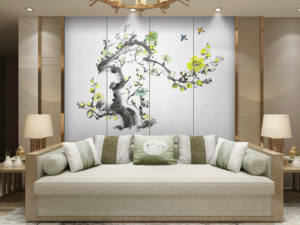 可定制现代刺绣家居装饰墙板防水防火电视背景客厅防潮 - Product Image 3