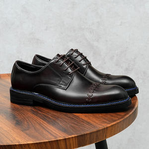 Chaussures habillées en cuir pour hommes avec trois connecteurs en cuir de vache, chaussures Derby, grande taille, chaussures rétro en cuir véritable pour hommes - Product Image 2