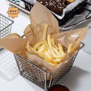 Custom 20*20cm Brown Silicone <b>Wrapping</b> <b>Paper</b> for Air Fryer Thickened Oil Absorbent Coated English for Food & Bread Use - Product Image 5