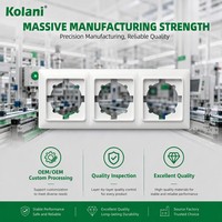 Cadre de finition pour prise triple Kolani, norme européenne 228x84mm, ignifuge, en PC, à enclenchement rapide, triple découpe