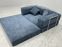 Canapé modulaire compressible en velours jaune gingembre avec structure métallique, luxe moderne, gain de place, petit format pour salon