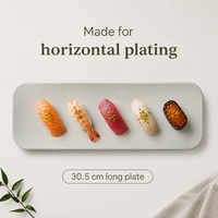 Assiette rectangulaire longue en mélamine, finition mate gris spatial, durable, sans BPA, écologique, pour servir des sushis, des grillades, des fêtes, vaisselle de table