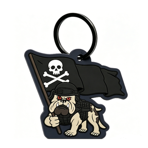 Cartoon Bulldog Pirate Flag <b>Keychain</b> Plastic Irregular Shape Digital Printing Art Collectible Hard Wearing - Product Image 6