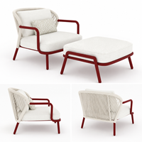Ensemble de canapés d'extérieur modernes avec chaise longue, canapé 3 places et table basse, meubles de jardin pour villa, hôtel, complexe hôtelier