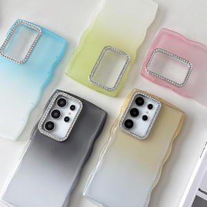 Funda protectora para teléfono Samsung S23 Ultra S25 con diseño de diamantes brillantes, efecto degradado y tacto suave, color azul hielo fluido. - Product Image 1