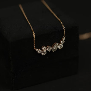 Collar chapado en oro con diamantes de corte Marquesa cultivado en laboratorio para mujer para boda y Aniversario - Product Image 1