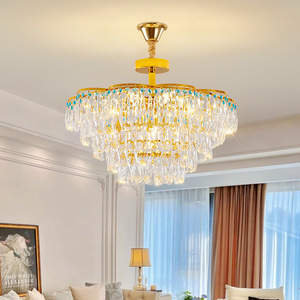 Lustre cascade en cristal K9 de luxe, plaqué or, moderne, avec franges, lampe suspendue LED pour villa, hall d'hôtel, grand salon, décoration - Product Image 2