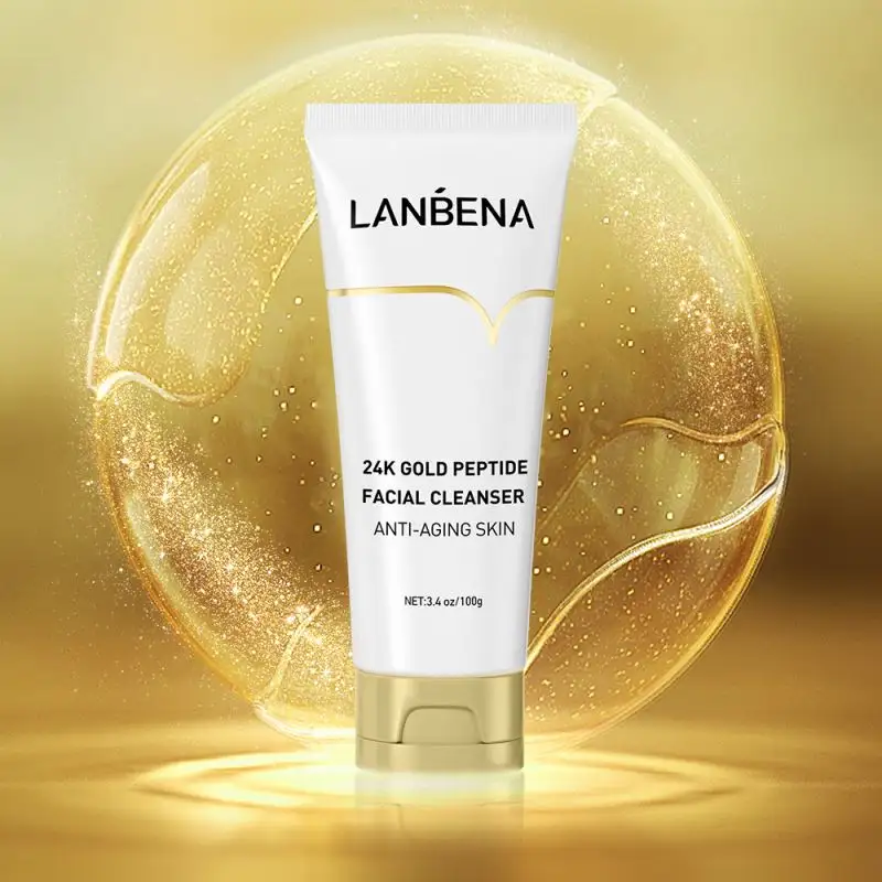 LANBENA 24K oro facial blanco etiqueta niacinamida lavado de cara pompa Peróxido de benzol ácido láctico effaclar limpiador