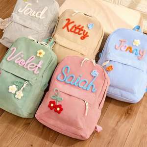 Sacs à dos scolaires personnalisés pour filles et garçons, faits à la main en velours côtelé avec doublure en mélange polyester-coton et fermeture éclair - Product Image 4