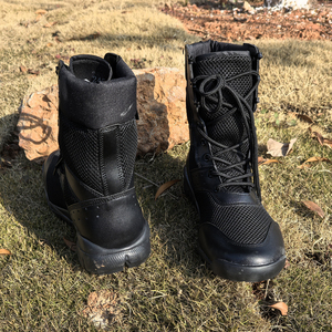 Bottes tactiques pour hommes en cuir et textile, semelle en caoutchouc, pour la randonnée, la <span class=keywords><strong>chasse</strong></span>, l'escalade, le tir, les voyages, les activités de plein air - Product Image 5