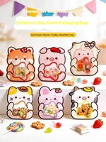 Sachets de friandises Kawaii en forme de lapin, cochon et chat, avec fenêtre transparente refermable à trois soudures latérales, pour biscuits, gâteaux et bonbons