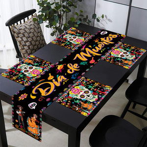Offre Spéciale : Décorations de Table pour le Festival du Jour des Morts au Mexique – Nappe, Chemin de Table et Sets de Table pour Fêtes - Product Image 1