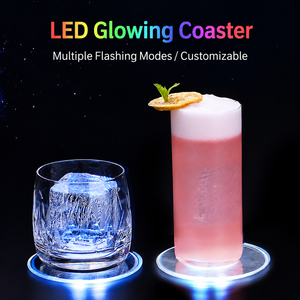Posavasos Luminoso Transparente Antideslizante <span class=keywords><strong>de</strong></span> Acrílico, Posavasos LED con Sensor <span class=keywords><strong>de</strong></span> <span class=keywords><strong>Gravedad</strong></span> para Cócteles, <span class=keywords><strong>Arco</strong></span>íris - Product Image 1