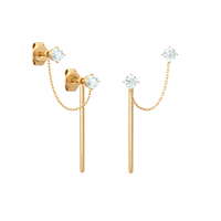 Boucles d'oreilles pendantes à double chaîne en argent 925 plaqué or 18 carats LOZRUNVE pour filles et femmes