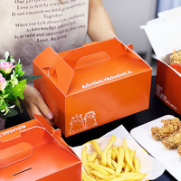 Boîtes en carton personnalisées écologiques, recyclables et imperméables pour la vente en gros, avec poignée, pour la restauration rapide, poulet frit, sushis et burgers