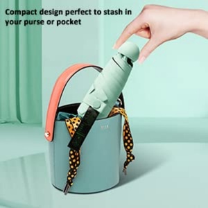 Mini Compact Modern Manual 5-Fold UV Protection <b>Umbrella</b> with Custom Logo and EVA Case - Product Image 2