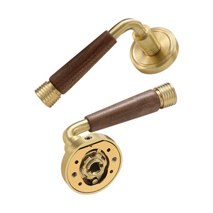 YIJIA French Style Lever Door Lock Walnut Wood Brass Bedroom Door Handle Magnetic Silent Smooth Unlocking - Product Image 5