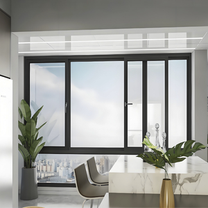 Porte <span class=keywords><strong>coulissante</strong></span> panoramique en verre à cadre noir minimaliste moderne pour villa de luxe, design intérieur à lumière naturelle - Product Image 2