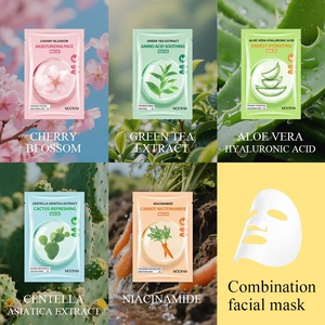 5pz/Scatola <span class=keywords><strong>Maschera</strong></span> <span class=keywords><strong>Viso</strong></span> Idratante all'Aloe Vera e Acido Ialuronico, <span class=keywords><strong>Maschera</strong></span> <span class=keywords><strong>Rinfrescante</strong></span> al Tè Verde, Ciliegia, Carota, Cactus e Niacinamide - Product Image 4