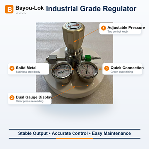Vanne régulatrice de pression à diaphragme et piston Bayou Lok B11 SS316L pour le contrôle du débit élevé de GPL/oxygène/azote, compatible avec les bouteilles US DISS - Product Image 4