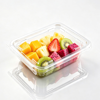 Tamper evident transparante PET 16oz recyclebare voedselcontainer met scharnierend deksel voor vers gesneden fruit, salade, noten, sap, sushi, wegwerpbaar, voedselveilig.