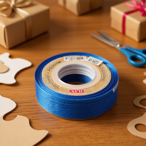 Ruban en lin 3,8 cm x 5 m, couleur bleue, pour artisanat et emballage - Product Image 5