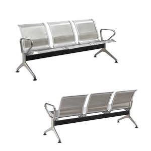 Chaise d'attente publique moderne multiplace, résistante à la corrosion, facile à nettoyer, en métal, aluminium et cuir PU, pour aéroport, hôpital, centre commercial, banque - Product Image 2