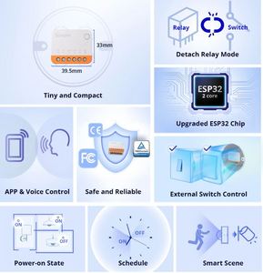 Mini R4 Wifi mô-đun chuyển đổi thông minh Wi-Fi 2 cách tiếp sức hẹn giờ ESP32 nhà thông minh không dây điều khiển bằng giọng nói Alexa Google nhà Alice - Product Image 3