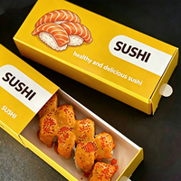 Boîte cadeau pour sushi aseptique de style tiroir personnalisée, matériaux recyclés, laminée, anti-fuite, plusieurs boîtes à emporter à usage unique
