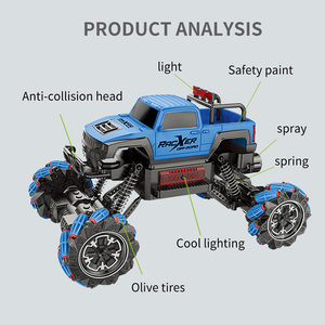 Voiture télécommandée RC 2,4 GHz 1:12, véhicule tout-terrain, jouet, voiture de cascade 4x4 avec programmation, pulvérisation, musique et LED pour enfants - Product Image 4