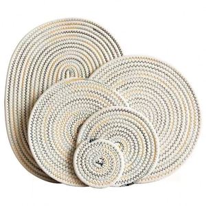 Sous-plat circulaire en corde de coton tressée, style nordique, anti-brûlure et isolant thermique, pour la maison et les mariages, compatible avec les pots, tasses et assiettes, et les récipients à sable - Product Image 4