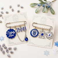 Zinklegierung Mode-Schmuck Abzeichen Griechische Buchstaben Sorority-Serie Blau-Weiße Kapitel-Erkennungsbrosche